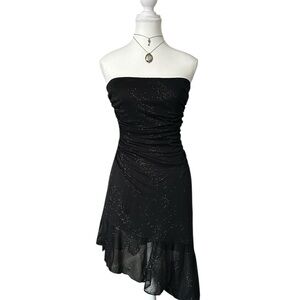 Y2K “Mariposa” Strapless Asymmetrical Ruffle Fitted Dress